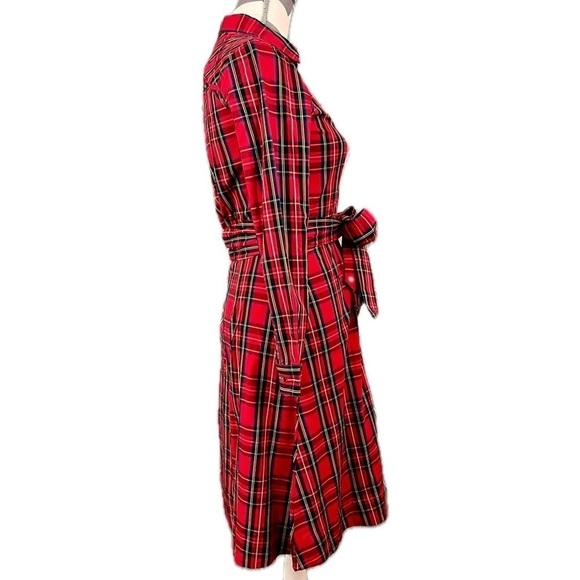 NWT - J. Crew Factory Tartan Tie-Waist Shirt Dress - Size 00 - Picture 9 of 11